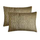 Antique Gold Jacquard Lumbar Cushion Cover - Golden Aura