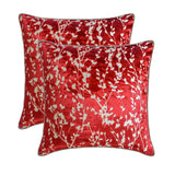 Cayenne Red Drops - Cayenne Red Burnout Velvet Decorative Euro Sham