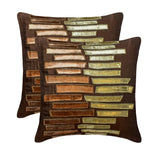 Metallic Ladder - Brown Art Silk Throw Pillow Cover