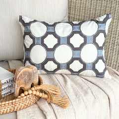 Blue Linen Lumbar Cushion Cover - Serina