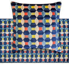 Blue Patterns - Velvet Blue Decorative Bed Runner and Cushion Cover