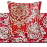 Crimson Damask - Jacquard Red Decorative Bed Runner and Cushion Cover