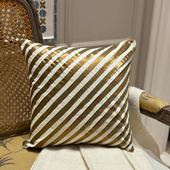 Unfolding Ivory Antique Gold - Ivory Art Silk Throw Pillow Cover