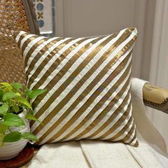 Unfolding Ivory Antique Gold - Ivory Art Silk Decorative Euro Sham