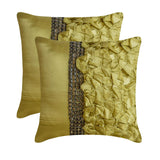 Diamonds And Ruffles - Green Satin Throw Cushion Cover