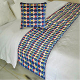Blue Patterns Decorative Bed Runner and Cushion Cover