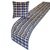 Blue Patterns - Velvet Blue Decorative Bed Runner and Cushion Cover