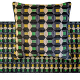 Green Patterns - Velvet Green Decorative Bed Runner and Cushion Cover