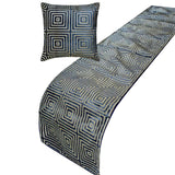 Sapphire Mirage - Velvet Blue Decorative Bed Runner and Cushion Cover