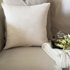 Ivory Velvet Throw Cushion Cover - Ivory Cords