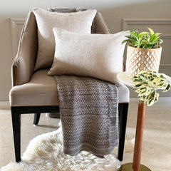 Ivory Velvet Throw Cushion Cover - Ivory Cords