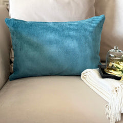 Blue Velvet Throw Cushion Cover - Blue Cords