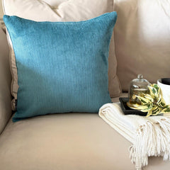 Blue Velvet Throw Cushion Cover - Blue Cords