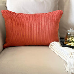 Rust Velvet Throw Cushion Cover - Rust Cords