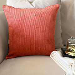 Rust Velvet Throw Cushion Cover - Rust Cords