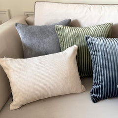 Dark Gray Velvet Throw Cushion Cover - Dark Gray Cords