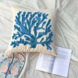 Seaweed Breeze - Blue Linen Throw Cushion Cover