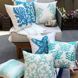 Seaweed Breeze - Blue Linen Throw Cushion Cover