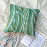 Cool Maldives - Green Silk Throw Pillow Cover
