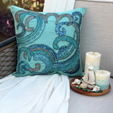 Tides - Aqua Blue Art Silk Throw Cushion Cover