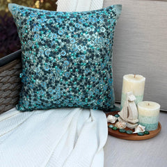 Sea The Dream - Blue Art Silk Decorative Euro Sham