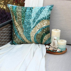 Waves Are Scenic - Blue Art Silk Throw Pillow Cover