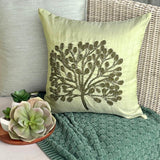 Green Tree - Green Art Silk Throw Pillow Cover