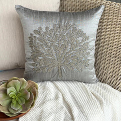 The Silver Tree - Silver Art Silk Decorative Euro Sham