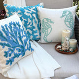 Seaweed Breeze - Blue Linen Throw Cushion Cover