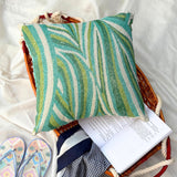 Cool Maldives - Green Silk Throw Pillow Cover