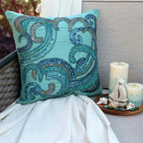 Tides - Aqua Blue Art Silk Throw Cushion Cover