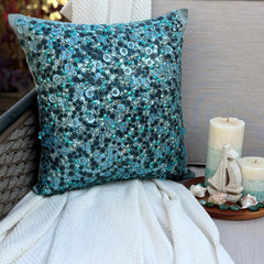 Sea The Dream - Blue Art Silk Decorative Euro Sham