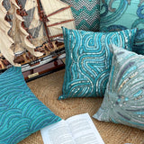 Sea Windsor - Blue Art Silk Throw Pillow Cover