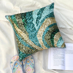 Waves Are Scenic - Blue Art Silk Throw Pillow Cover