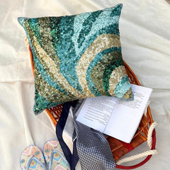 Waves Are Scenic - Blue Art Silk Throw Pillow Cover
