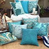 Waves Are Scenic - Blue Art Silk Throw Pillow Cover