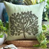 Green Tree - Green Art Silk Throw Pillow Cover