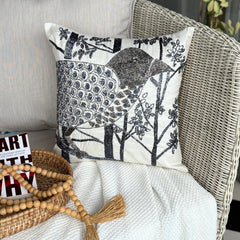 Birdy Heaven - White Art Silk Decorative Euro Sham