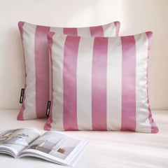 Set of 2 Pink Satin Throw Cushion Cover - Pink Vertical