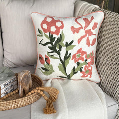 Peachy Petals - Peach Cotton Throw Cushion Cover