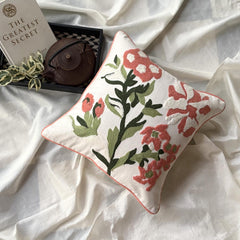 Peachy Petals - Peach Cotton Throw Cushion Cover