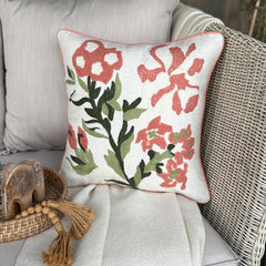 Peachy Petals - Peach Cotton Throw Cushion Cover