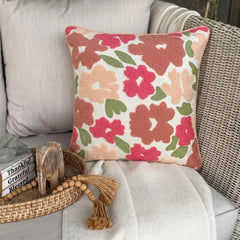 Pink Peony - Pink Cotton Throw Cushion Cover