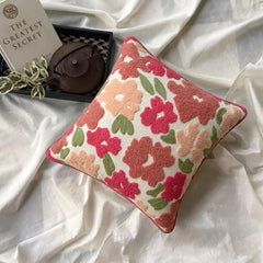 Pink Peony - Pink Cotton Throw Cushion Cover