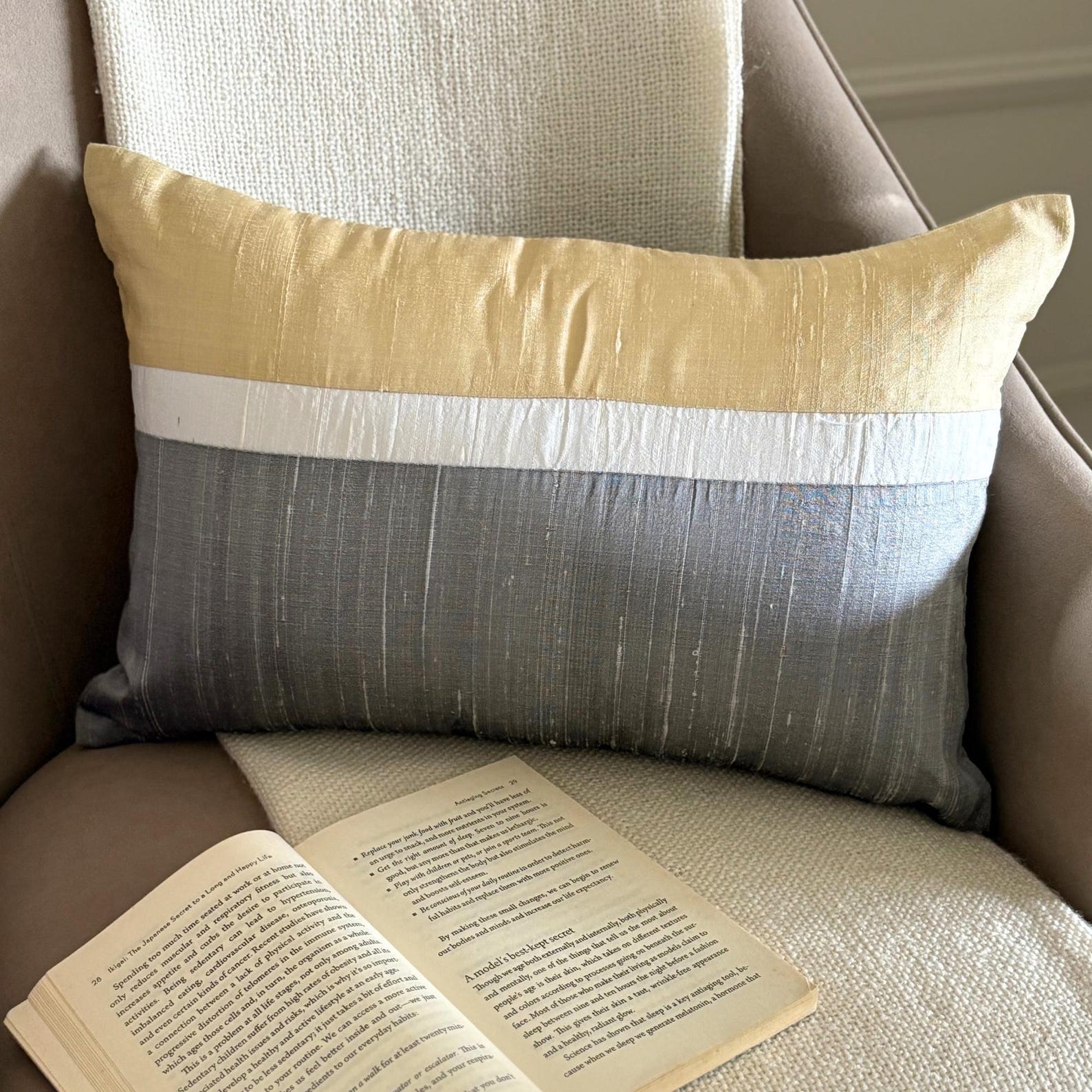 Plush Gold Silk Lumbar Pillow Cover