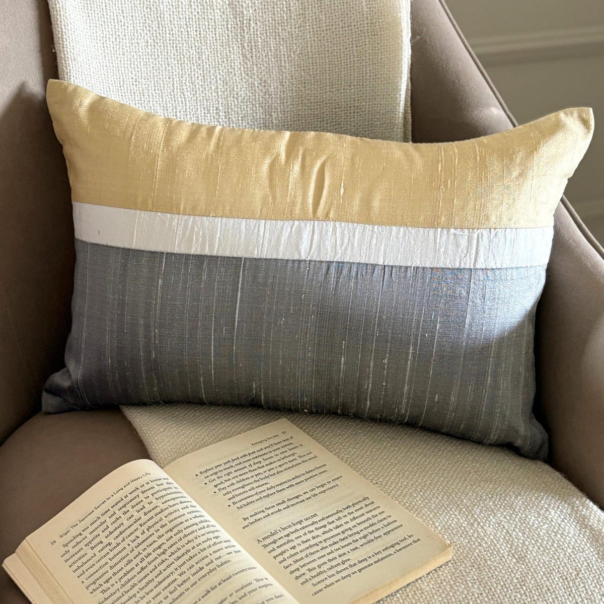 Plush Gold Silk Lumbar Pillow Cover