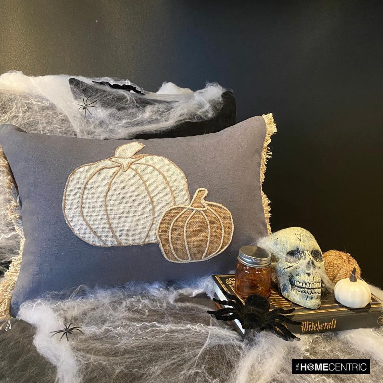 Pumpkin Burlap Lumbar Cushion Cover