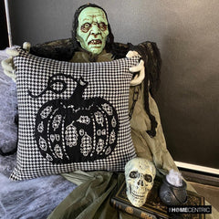 Black Jacquard Decorative Throw Pillow Cover - Classic Pumpkin