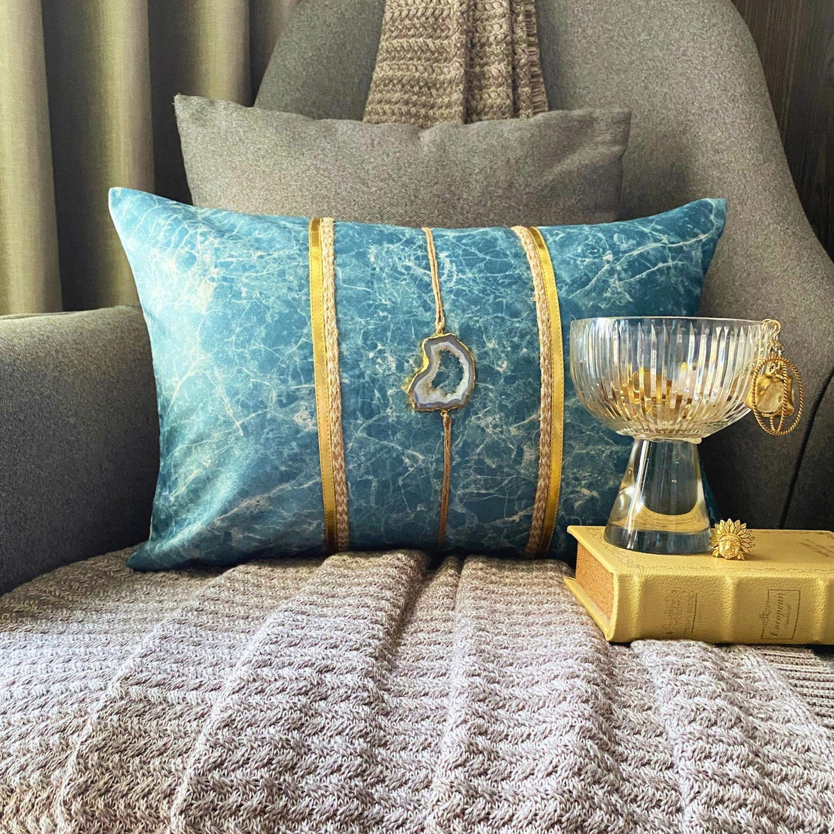 Solar Quartz Teal Lumbar Pillow Cover