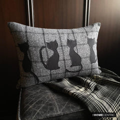 Witchy Paws - Gray Wool Decorative Lumbar  Cushion Cover